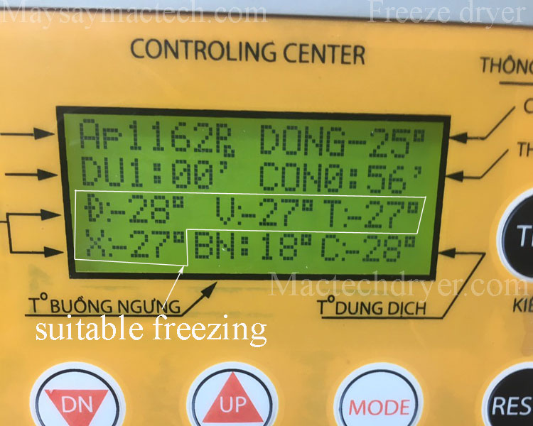 freezing parameter is suitable for drying process